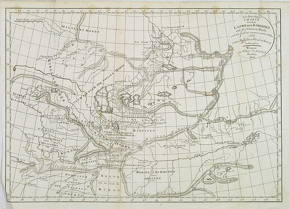 GEOGRAPHISCHEN INSTITUTS WEIMAR, Neu berichtigte Charte von dem Lande der Kirgisen von der Grossen Horde und der südlich angränzenden volker nach einer Russischen Handzeichnung., antique map, old maps