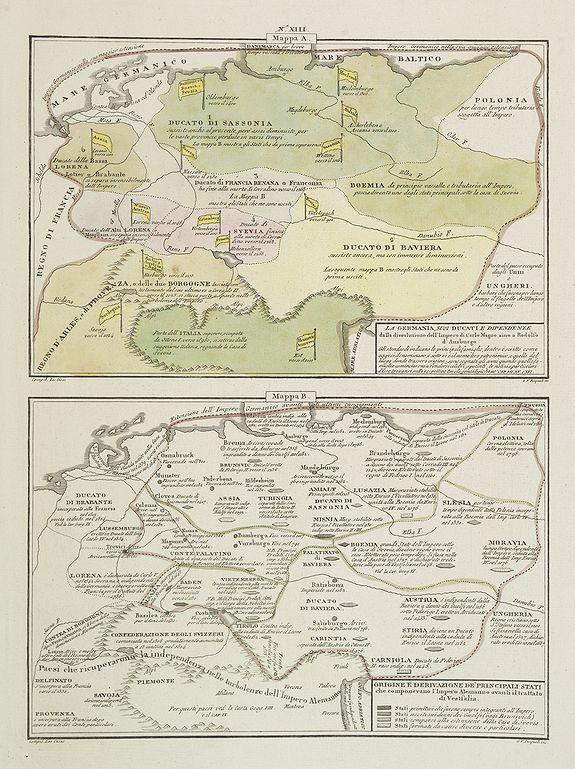 TASSO, G., La Germania, suoi ducati e dependenze . . . /Origine e derivazione de principali stati . . ., antique map, old maps