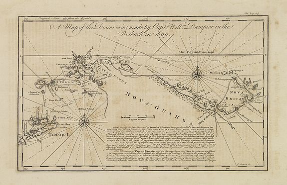 BOWEN, E., A map of the discoveries made by Captn. Willm. Dampier in the Roebuck in 1699., antique map, old maps