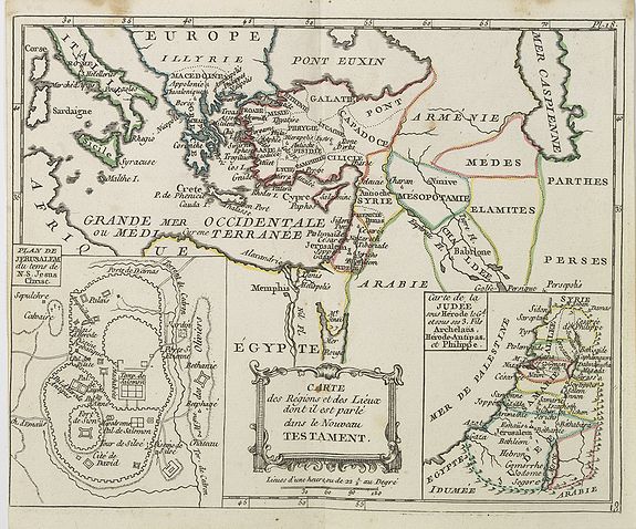 DE LAPORTE, L'Abbé., Carte des Régions et Lieux dont il est parlé dans le Nouveau Testament . . ., antique map, old maps