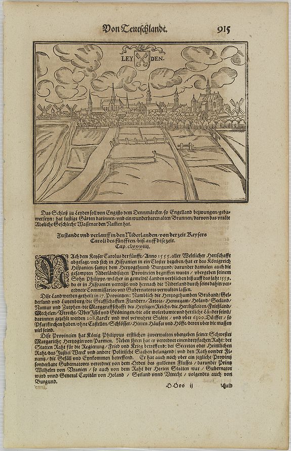 MÜNSTER, S., Leyden/ Alva, antique map, old maps