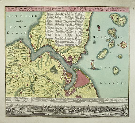 LOTTER, T.C., Plan von Constantinopel, mit der umliegenden Gegend, und des Canals vom Schwarzen Meer., antique map, old maps
