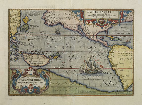 ORTELIUS, A., Maris Pacifici., antique map, old maps