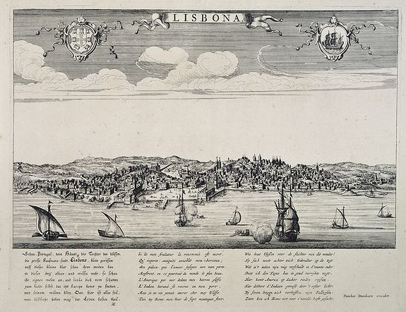 DANCKERTS, D., Lisbona., antique map, old maps