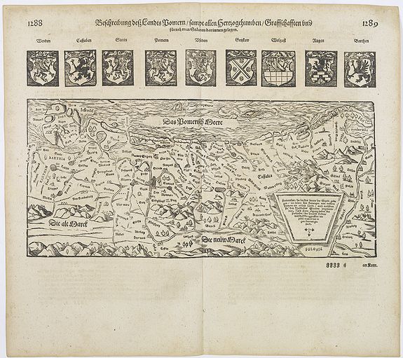 MUNSTER, S., Das Pomerisch Meere., antique map, old maps