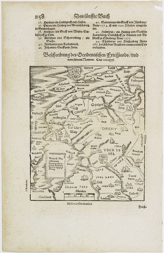 MUNSTER, S., Friesland., antique map, old maps