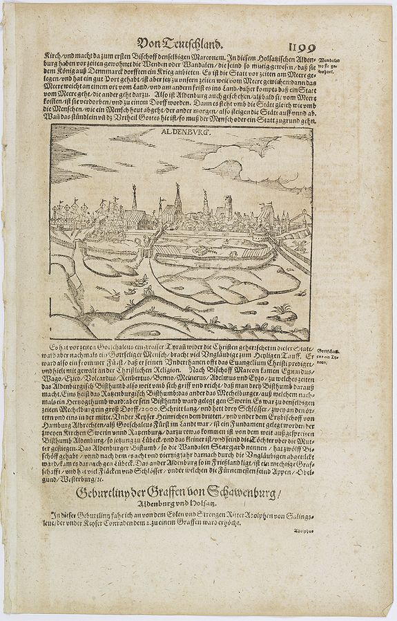 MÜNSTER, S., Das Funffte Buch. Aldenburg., antique map, old maps