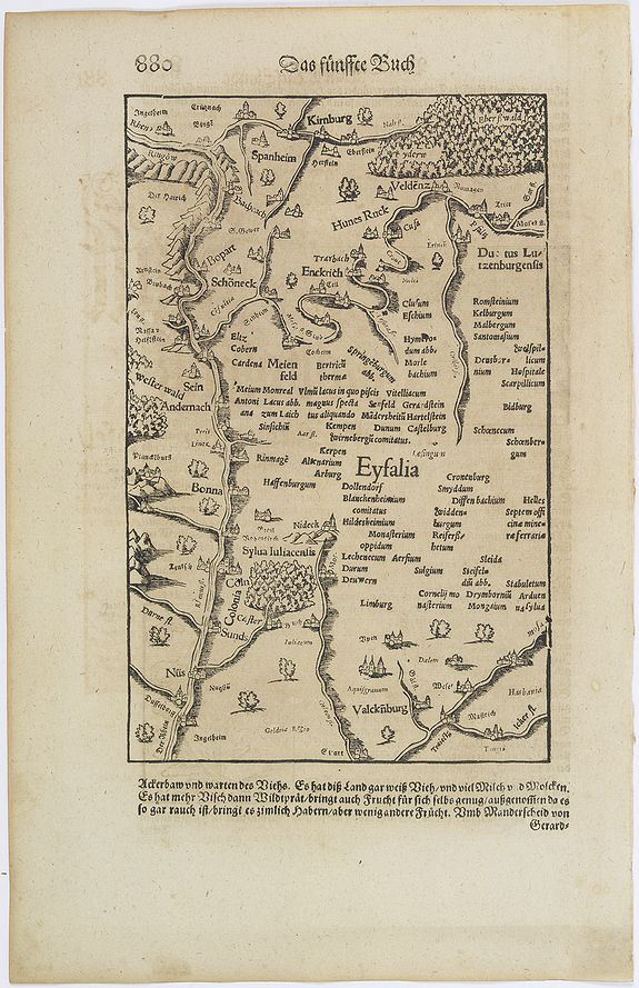 MUNSTER, S., Eyfalia., antique map, old maps