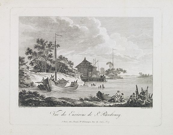 LE PRINCE, J-B. / LE BAS, J. P., Vue des environs de St. Petersbourg., antique map, old maps