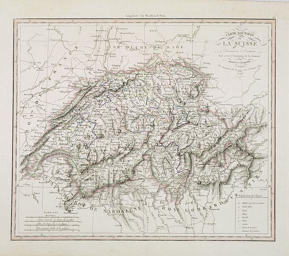 DUFOUR, A.H., Carte routière de la Suisse . . ., antique map, old maps