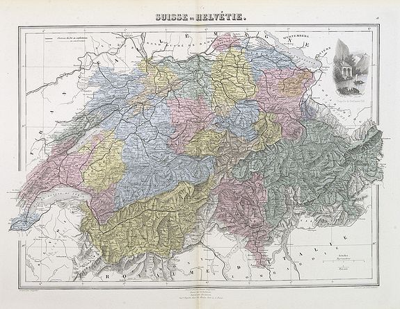 MIGEON, J., Suisse ou Helvétie., antique map, old maps