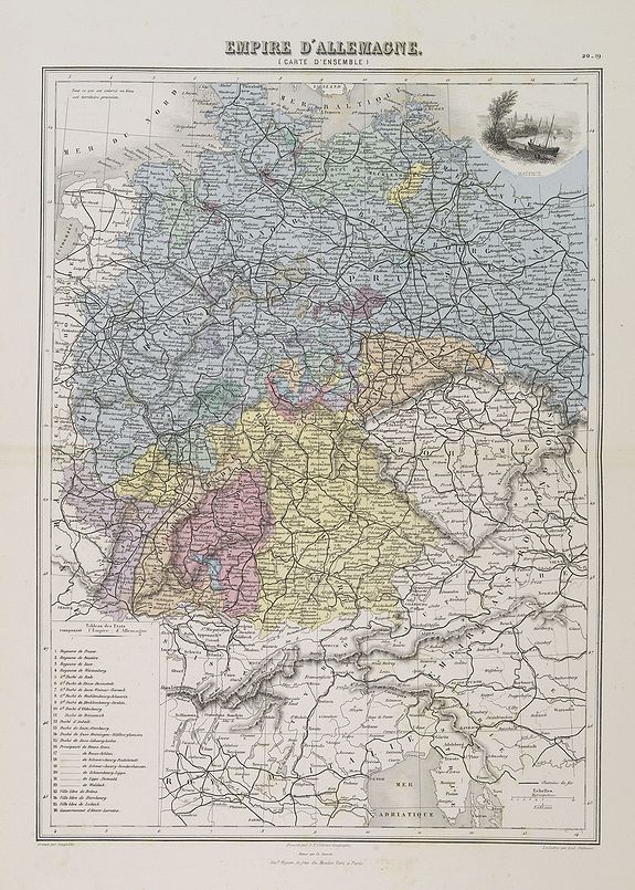 MIGEON, J., Empire d'Allemagne (Carte d'ensemble)., antique map, old maps