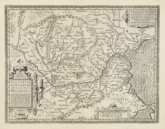 ORTELIUS, A., Daciarum, Moesiarumaue Vetus Descriptio., antique map, old maps