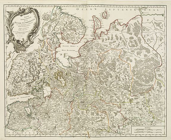 DE VAUGONDY, R., Partie Septentrionale de la Russie Européenne . . ., antique map, old maps