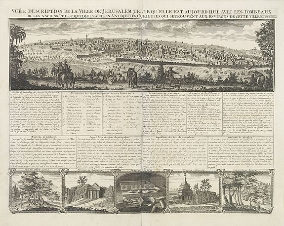 CHATELAIN, H., Vue & discription de la Ville de Jerusalem.. Avec Tombeaux.., antique map, old maps