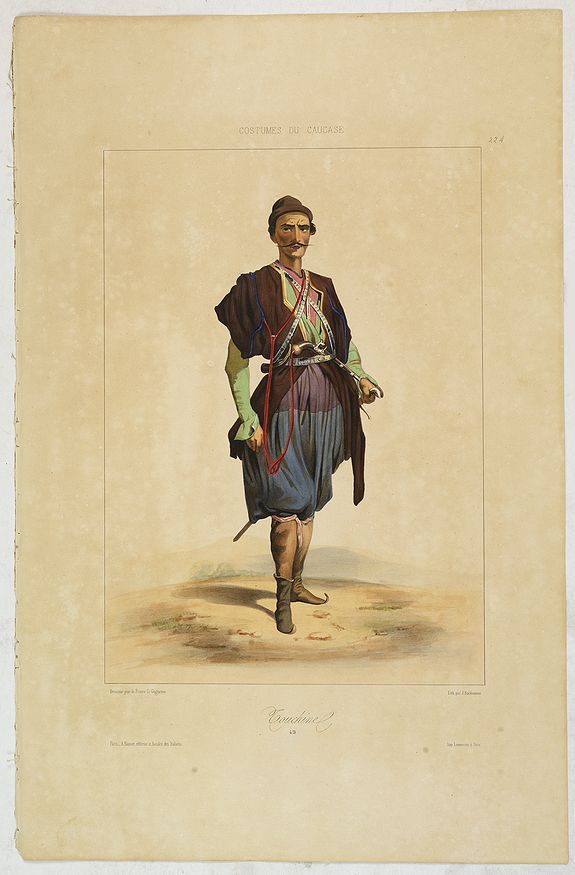 GAGARINE, G., TOUCHINE. Costumes du Caucase., antique map, old maps
