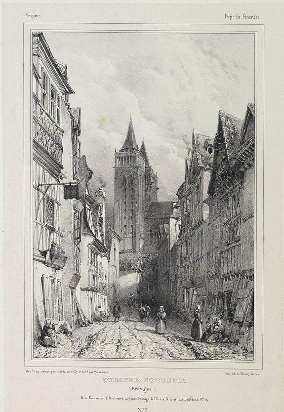 THIERRY FRERES., Quimper-Corentin (Bretagne)., antique map, old maps