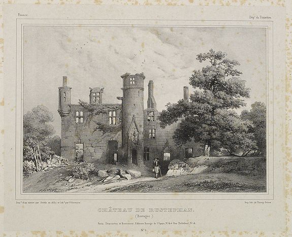 THIERRY FRERES., Château de Rustephan. (Bretagne)., antique map, old maps