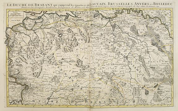 JAILLOT, H. / MORTIER, P., Le Duché de Brabant, qui comprend les Quartiers de LOUVAIN, BRUSSELLES, ANVERS, et BOSLEDUC . . ., antique map, old maps