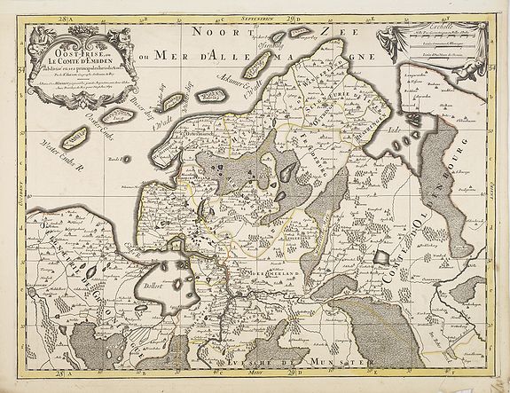 JAILLOT, H. / MORTIER, P., Oost-Frise, ou Le Comté d'Embden . . ., antique map, old maps