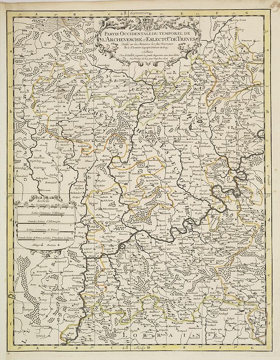 JAILLOT, H. / MORTIER, P., Partie Occidentale du Temporel de l'Archevesché et Eslectorat de Treves . . ., antique map, old maps