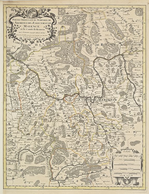 JAILLOT, H. / MORTIER, P., Partie Occidentale du Temporel de l'Archevesché et Eslectorat de Mayence . . ., antique map, old maps