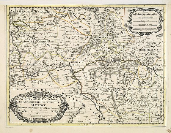 JAILLOT, H. / MORTIER, P., Partie Occidentale du Temporel de l'Archevesché et Eslectorat de Mayence . . ., antique map, old maps