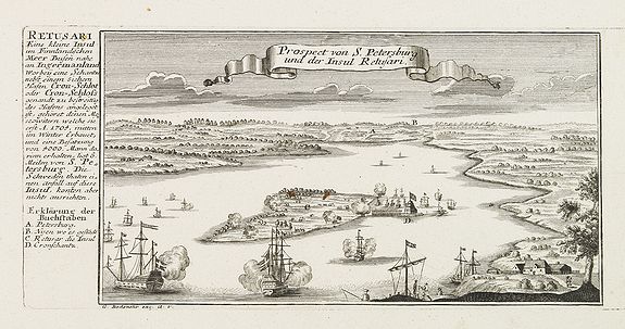 BODENEHR, G., Prospect von S. Petersburg und der Insul Retufari., antique map, old maps