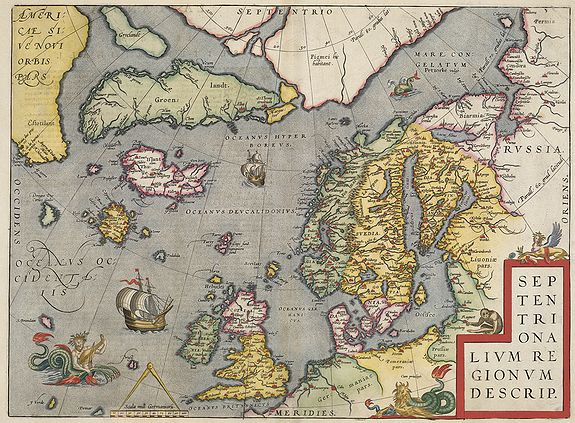 ORTELIUS, A., Septentrionalium Regionum Descrip., antique map, old maps