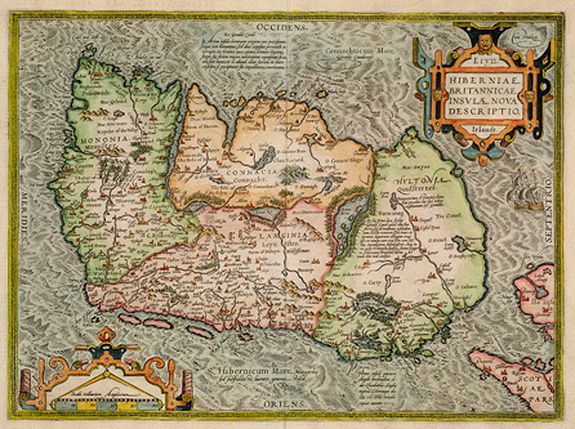 ORTELIUS, A., Hiberniae Britannicae insulae nova descriptio., antique map, old maps