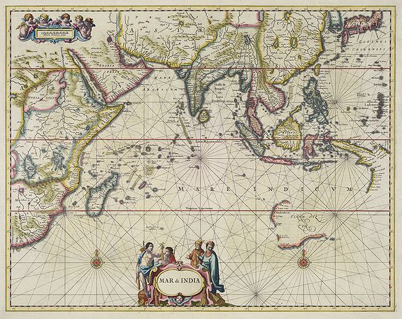 JANSSONIUS, J., Mar di India., antique map, old maps