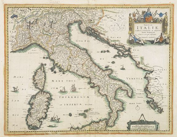 DANCKERTS, D./ TAVERNIER, D., Tabula ITALIAE Corsicae, Sardaniae, et adjacentium Regnorum. . ., antique map, old maps