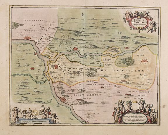 JANSSONIUS, J., Le Duché d'Aiguillon Tracé Par le Sr. Du Vall., antique map, old maps