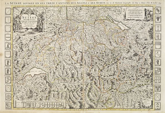 SANSON, N. / JAILLOT, A.H. / MORTIER, P., La Suisse divisée en ses treze cantons., antique map, old maps