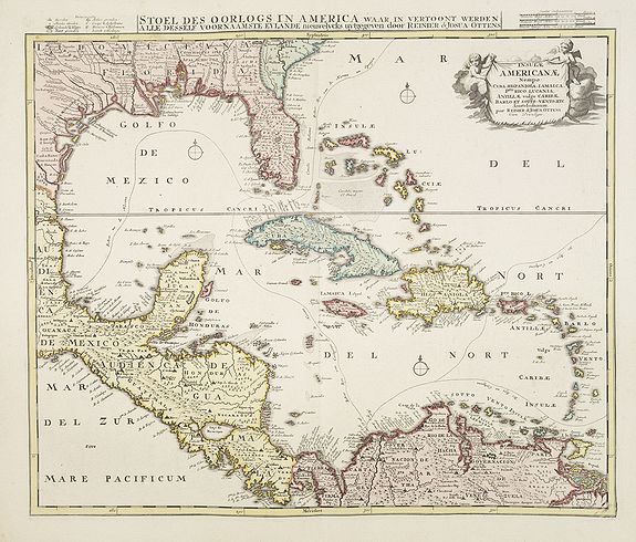 OTTENS, R. / J., Insulae Americanae Nempe: Cuba, Hispaniola, Iamaica, Pto Rico, Lucania, Antillae vulgo Caribe, Barlo-et Sotto-Vento Etc. . . ., antique map, old maps