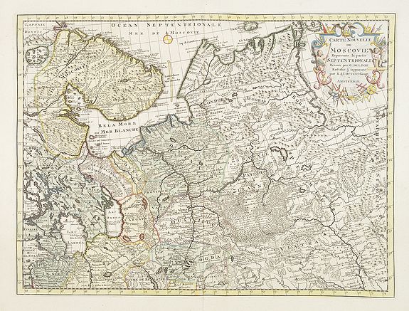 OTTENS, R. / J., Carte nouvelle de Moscovie represente la partie Septentrionale dressée par G.De L'Isle. . ., antique map, old maps