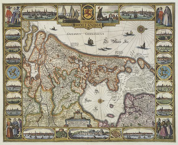VISSCHER, N. J., Comitatus Hollandiae., antique map, old maps