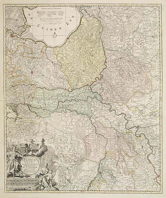 OTTENS, J., Ducatus Geldriae Nova Tabula In Tertachias Noviomagii, Arnhemii, Ruremondae in Zutphaniae Comitatum., antique map, old maps