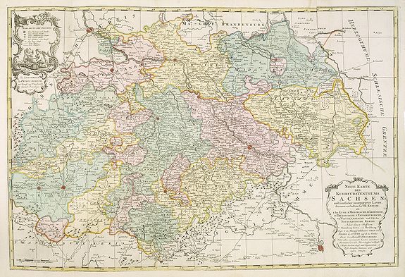 SCHENK, P., Neue Karte des Kuhrfürstenthums Sachsen. . ., antique map, old maps