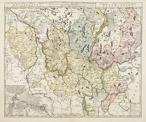 OTTENS, R. / J., Carte nouvelle de l'electorat et marquisat de Brandebourg. . . / Nova electoratus et marchionatus Brandenburgici. . . / Charte des Chur-Furstenthums Brandenburg, antique map, old maps