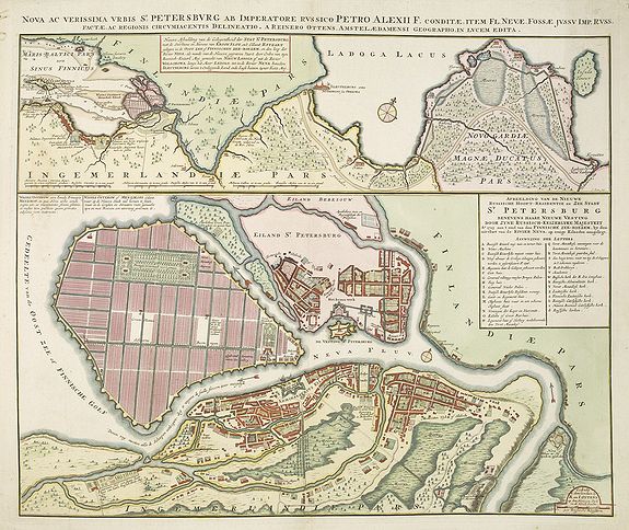 OTTENS, R. / J., Nova ac verrissima urbis St. Petersburg ab imperatore Russico Petro Alexii F. . ., antique map, old maps
