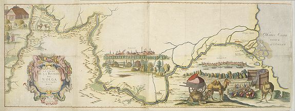 ORLEARIUS, Le Cours de la Riviere de Wolga Anciennement appellee RHA Dedie A Monsieur Vion . . . 1659., antique map, old maps