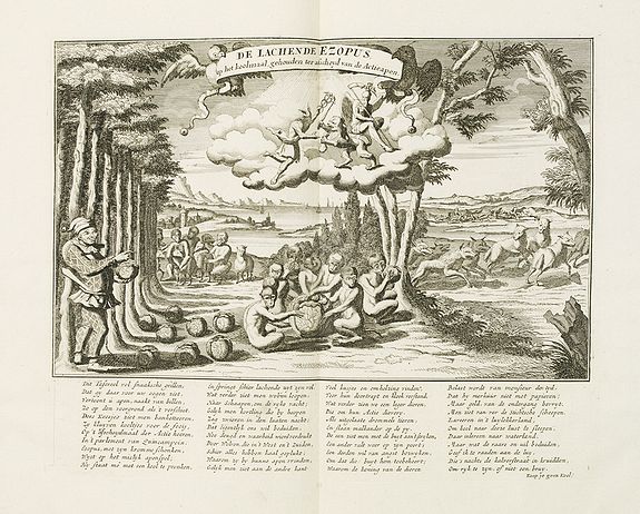 ANONYMOUS, De lachende Ezopus op het koolmaal.., antique map, old maps
