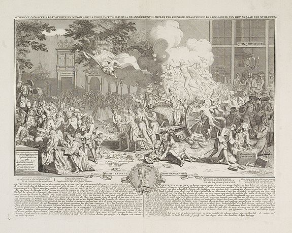 PICART, B., Monument consacré à la postérité en memoire de la folie incroyable de la XX année du XVIII siècle., antique map, old maps
