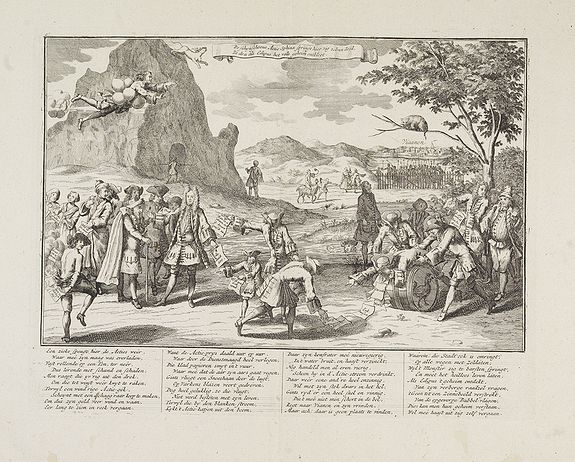 ANONYMOUS, De schynschoone actie-sphinx springt hier zig zelven dood. . ., antique map, old maps