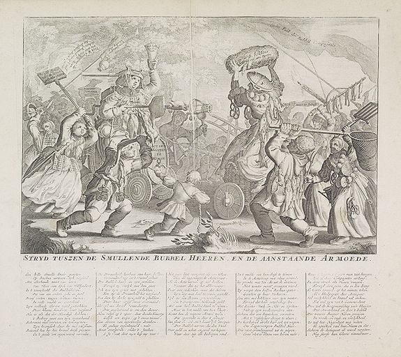 ANONYMOUS, Stryd tuszen de smullende bubbel heeren, en de aanstaande armoede., antique map, old maps