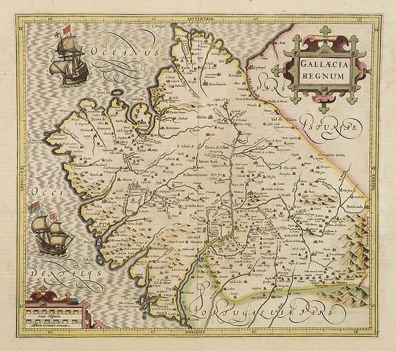 HONDIUS, J., Gallaecia regnum., antique map, old maps