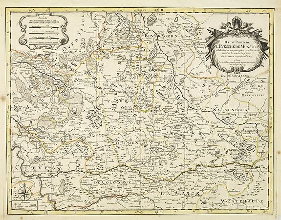 JAILLOT, H. / MORTIER, P., Haute partie de l'evesche de Munster. . ., antique map, old maps