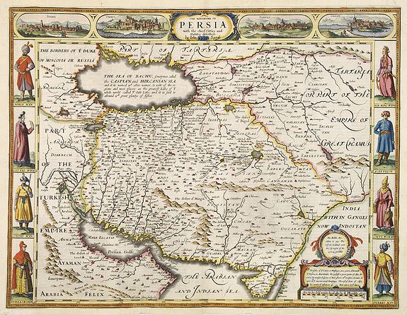 SPEED, J., The Kingdom of Persia with the cheef Citties and Habites described by John Speede., antique map, old maps