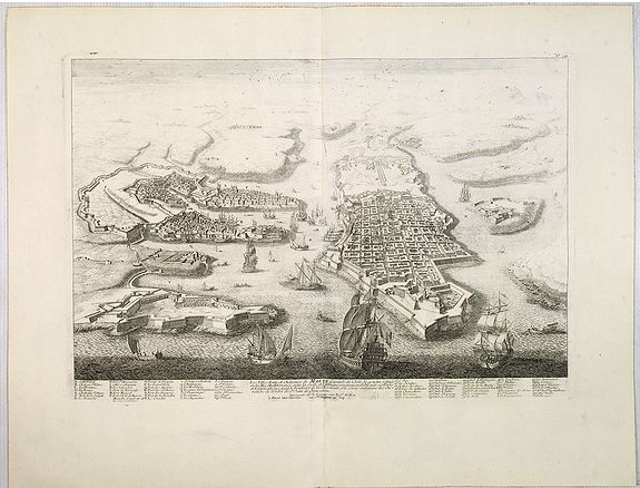 CHEREAU, J. / AVELINE, P.A., Les Villes forts et châteaux de Malte capitale de l'isle de ce nom. Dessignée sur le lieu par un Ingr du roy., antique map, old maps
